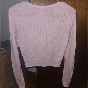 SKIMS Pink Pointelle Knit Long Sleeve Top Size Small